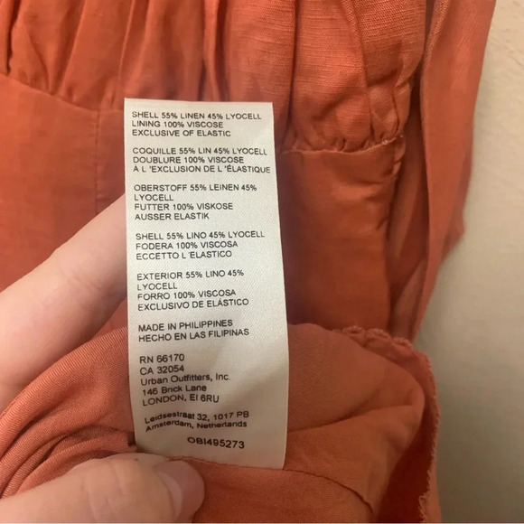 Anthropologie Off-The-Shoulder Linen Mini Dress Size Medium - Picture 16 of 16